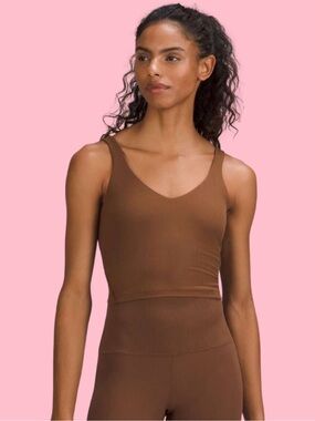 Ribbed V-Neck Tank in Chocolate Brown